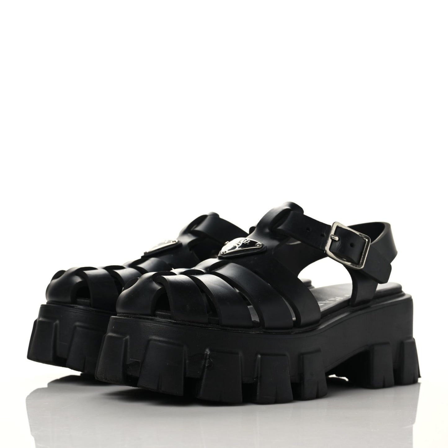 Foam Rubber Triangle Logo Monolith 55mm Cage Sandals 35 Black
