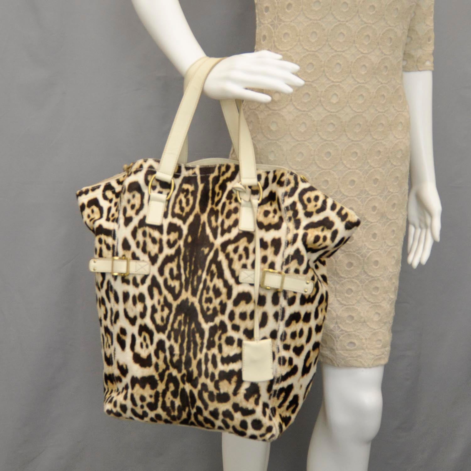 Saint Laurent Leopard Print Pony Hair Large Downtown Tote 2 of 10