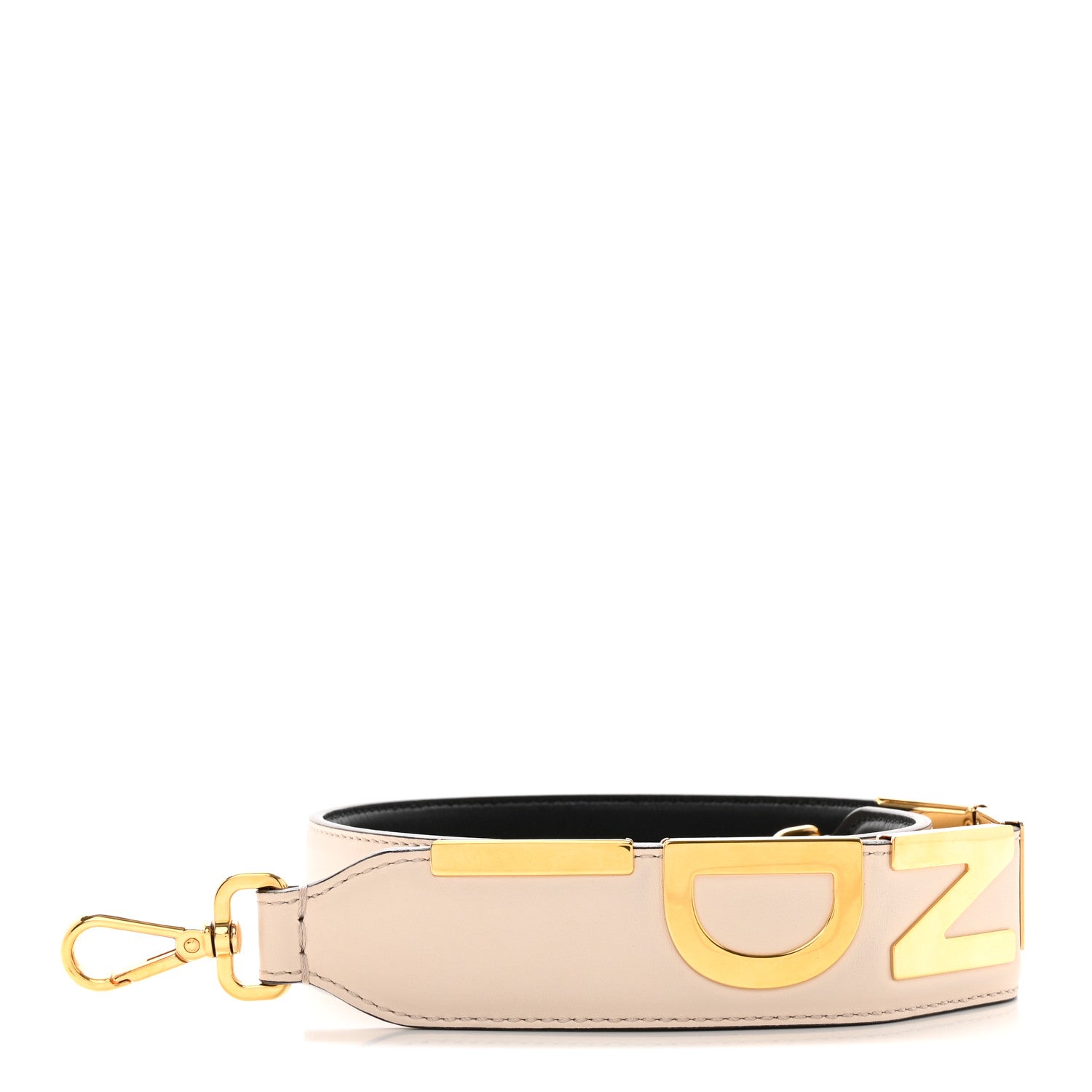 Fendi Vitello Century Metal Logo Bi-Color Strap You Beige Black 1 of 7