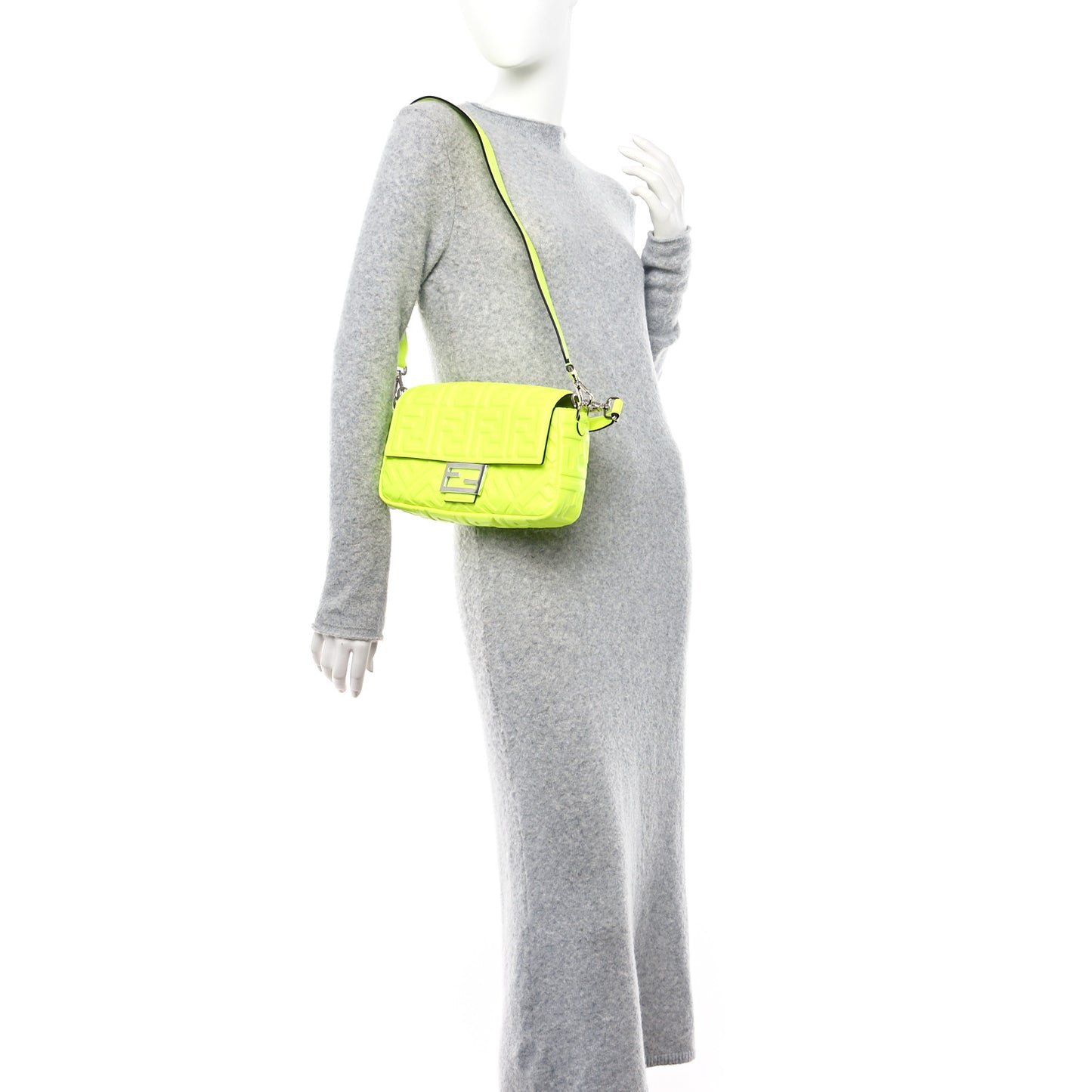 X MARC JACOBS Nappa FF 1974 Embossed Baguette Yellow Fluo