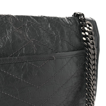 Saint Laurent Crinkled Calfskin Matelasse Monogram Medium Niki Chain Satchel Storm 10 of 10
