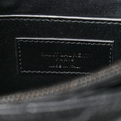 Saint Laurent Sheepskin Matelasse Chevron Monogram Medium College Bag Black 9 of 11