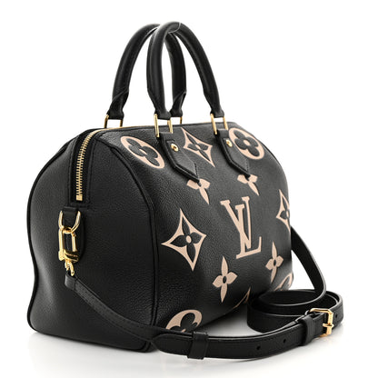 Louis Vuitton Empreinte Monogram Giant Speedy Bandouliere 25 Black Beige 3 of 10