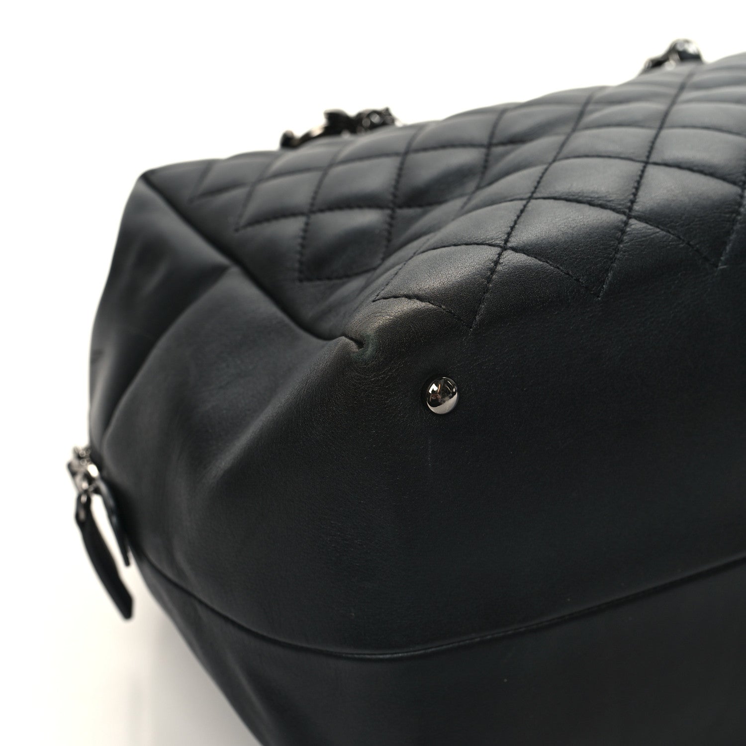 Chanel Calfskin Quilted Feather Weight Bowling Bag Black 9 of 14