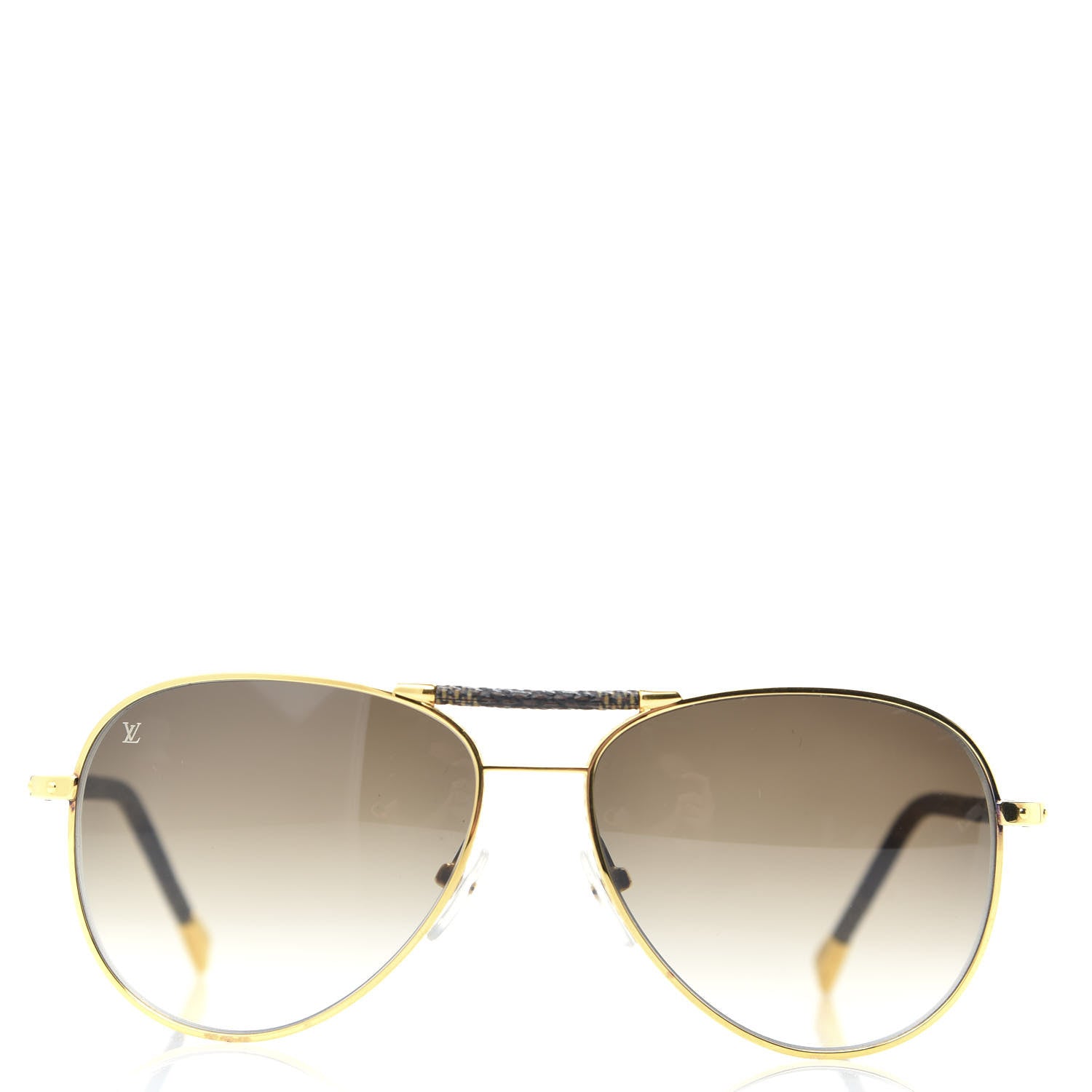 Louis Vuitton Damier Ebene Conspiration Pilote Aviator Sunglasses Z0202U Gold 3 of 6