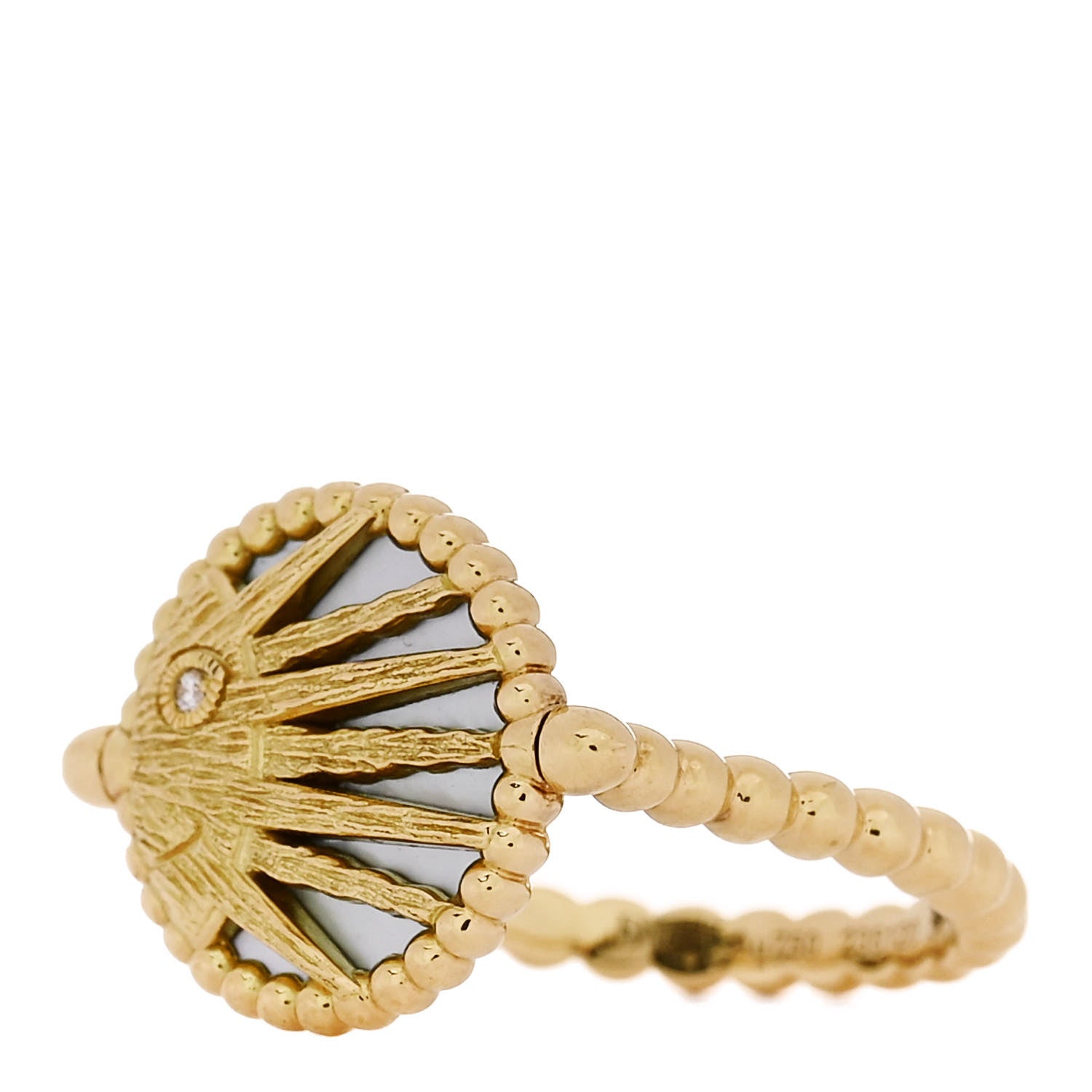 Christian Dior 18K Yellow White Gold Diamond Black Onyx Mother of Pearl Rose Celeste Ring 51 5.75 4 of 6