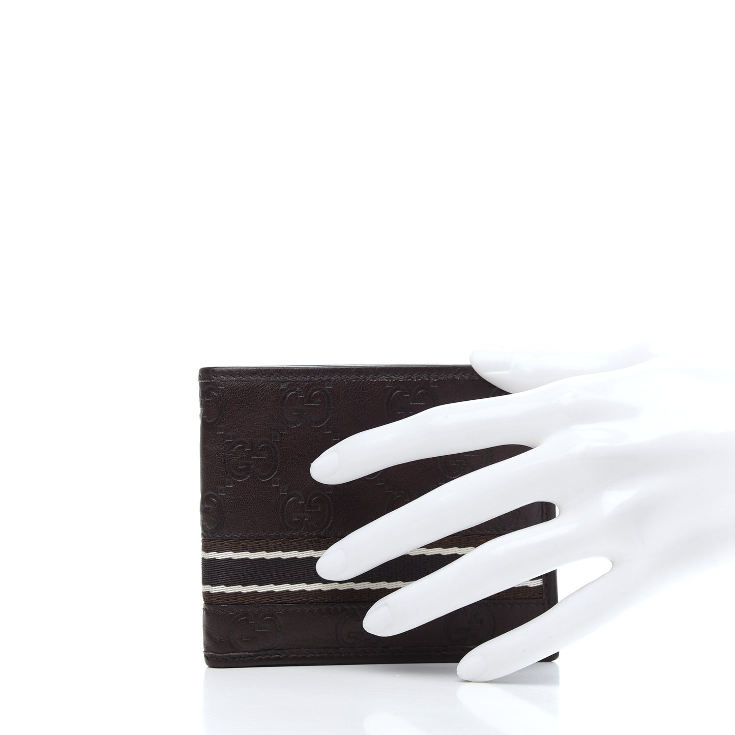 Guccissima Web Bi-Fold Wallet Dark Brown