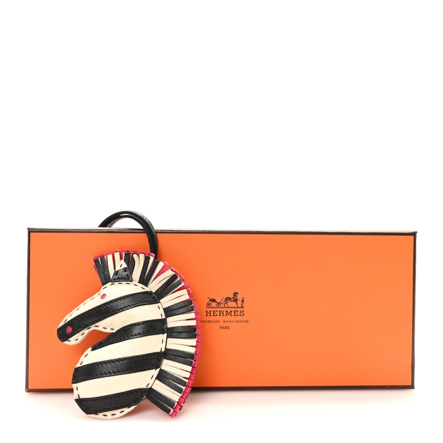 Hermes Milo Lambskin Geegee Savannah Bag Charm Craie Black Rose Mexico 4 of 4
