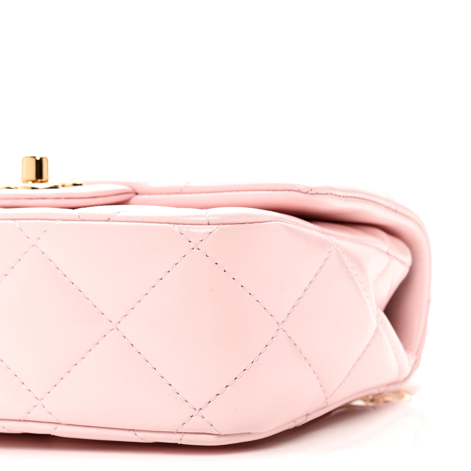 Chanel Shiny Lambskin Quilted Mini Twisted Links Top Handle Flap Light Pink 10 of 11