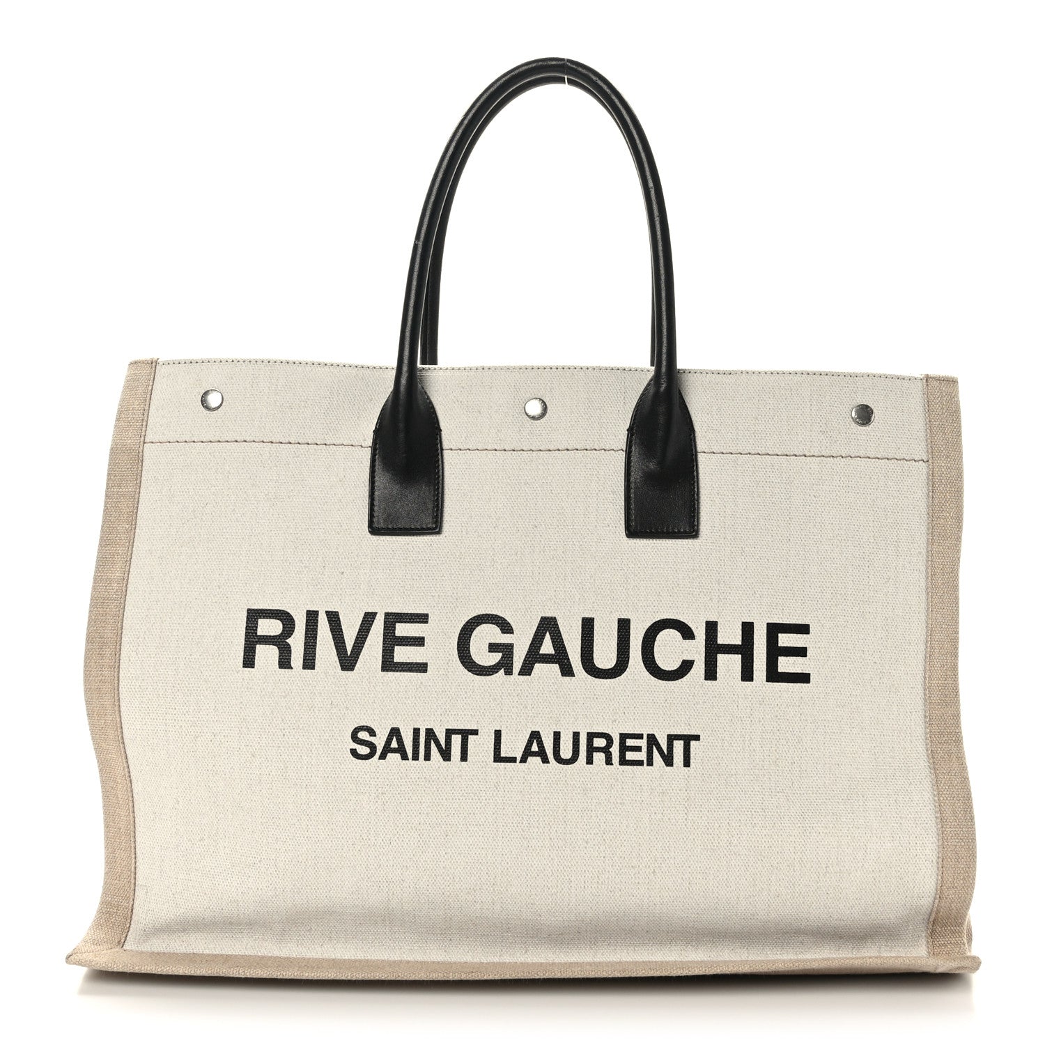Saint Laurent Linen Calfskin Rive Gauche Tote Optic White 1 of 8