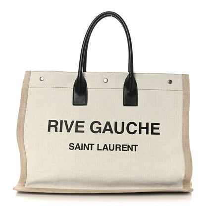 Saint Laurent Linen Calfskin Rive Gauche Tote Optic White 1 of 8