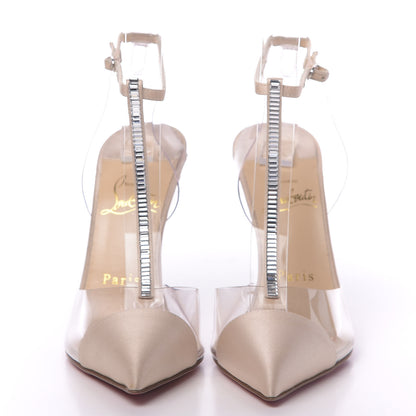 Christian Louboutin Satin PVC Crystal Nosy 100 Pumps 36 Nude 2 of 7