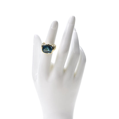 David Yurman 18K Yellow Gold Blue Topaz 11mm Noblesse Ring 52 6 2 of 5