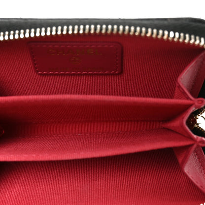 Chanel Lambskin Quilted Chanel 19 Zip Around Coin Purse Wallet Black 5 of 8