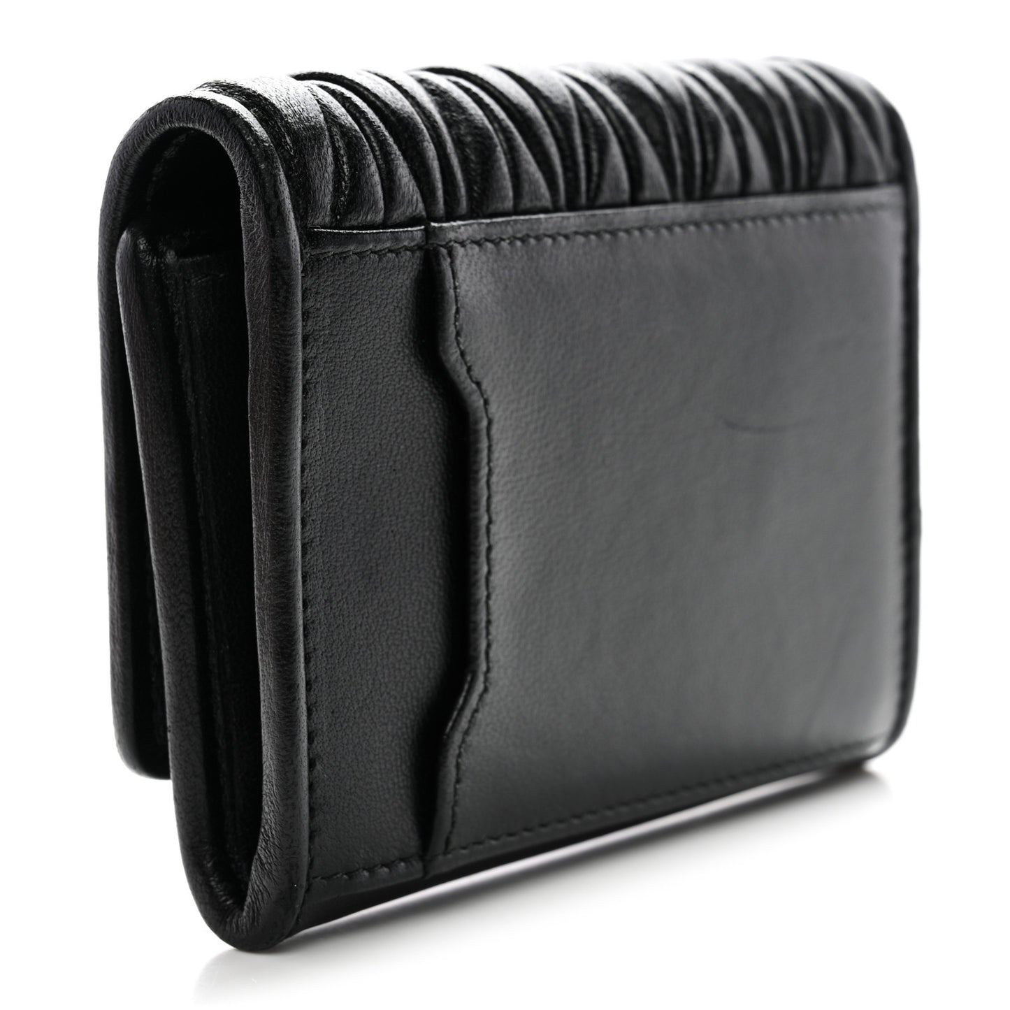 Nappa Matelasse Flap Card Holder Black