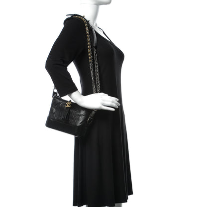 Chanel Aged Calfskin Quilted Small Gabrielle Hobo Black 2 of 9