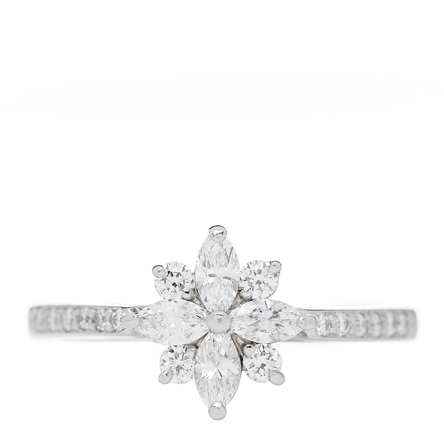 Platinum Marquise Diamond Victoria Cluster Ring 49 5