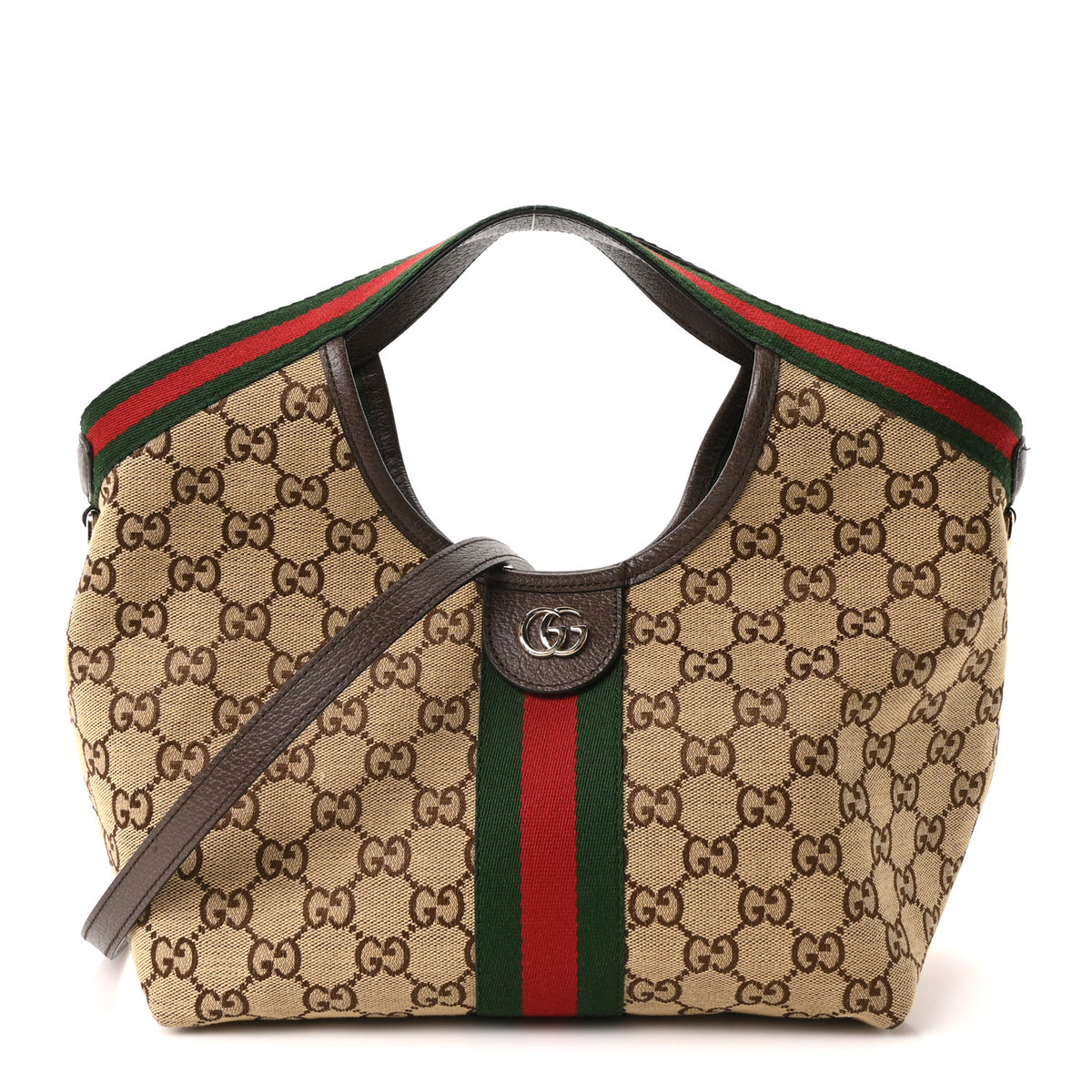 Monogram Web Small Giglio Tote Beige Dark Brown