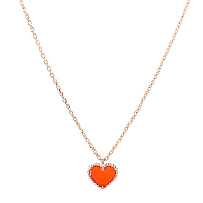Van Cleef & Arpels 18K Rose Gold Carnelian Sweet Alhambra Heart Pendant Necklace 1 of 5