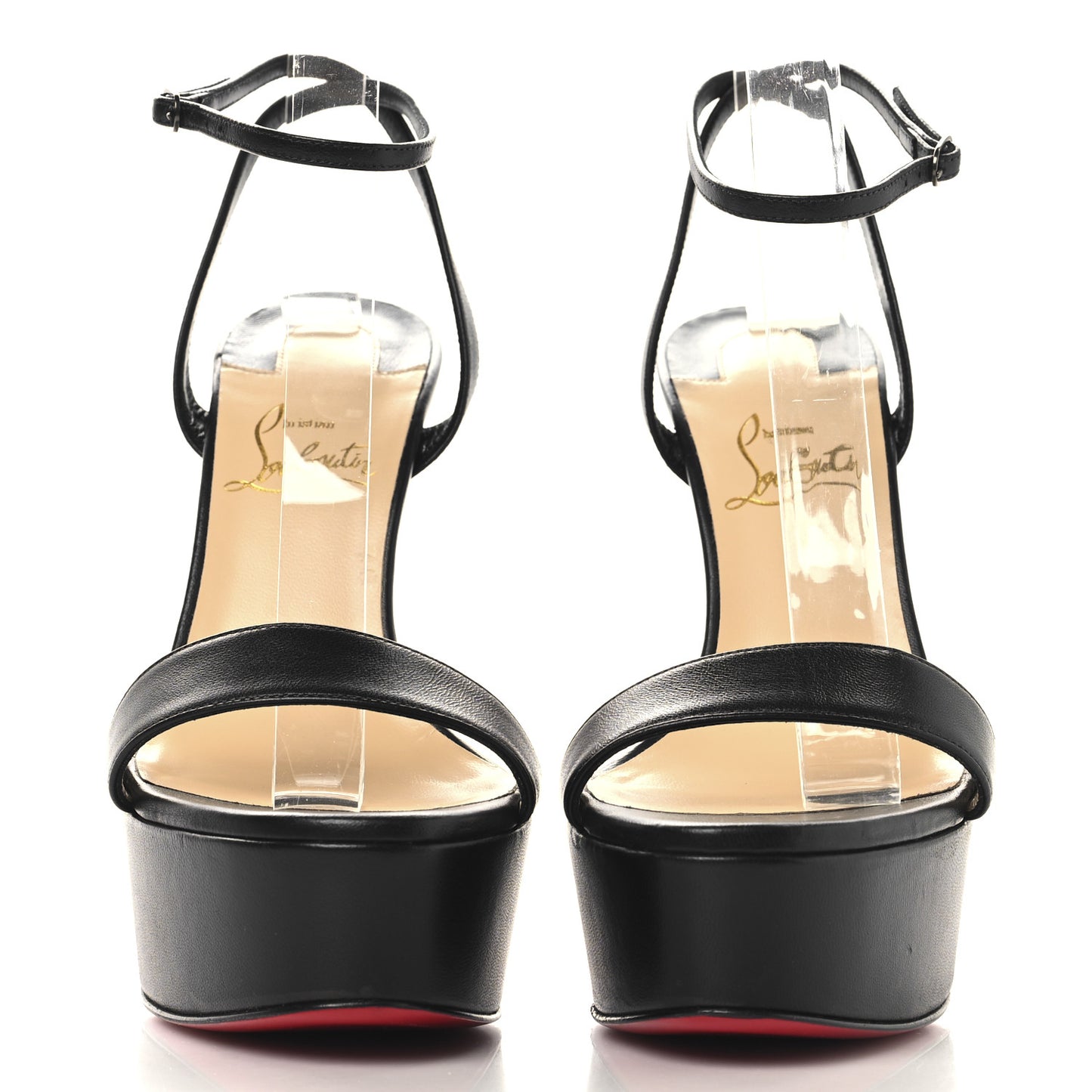 Nappa Loubi Queen Alta 150 Platform Sandals 37.5 Black