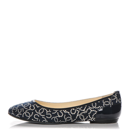 Chanel Canvas Patent Ballerina Flats 41.5 Navy Blue 1 of 7