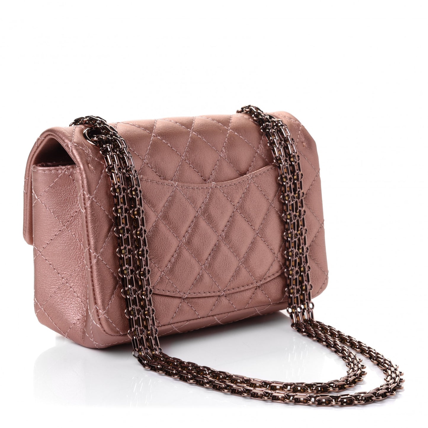 Metallic Grained Calfskin Quilted 2.55 Reissue Mini Flap Copper Pink
