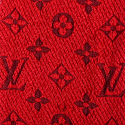 Louis Vuitton Wool Silk Logomania Scarf Rubis 3 of 5