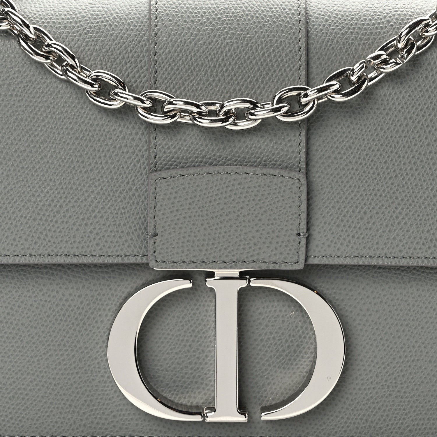 Christian Dior Grained Calfskin 30 Montaigne Chain Flap Bag Grey 7 of 14