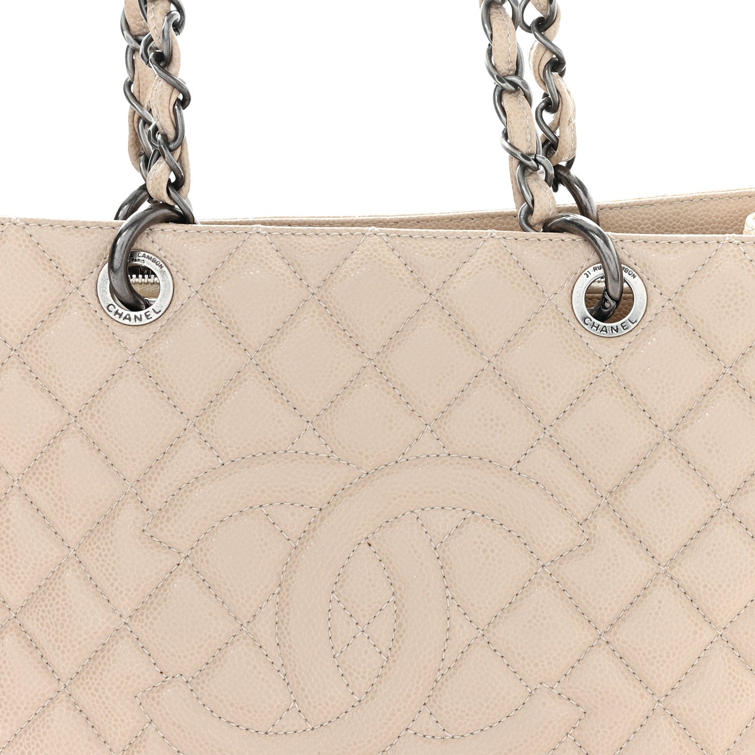 Chanel Caviar Quilted Grand Shopping Tote GST Beige 8 of 10