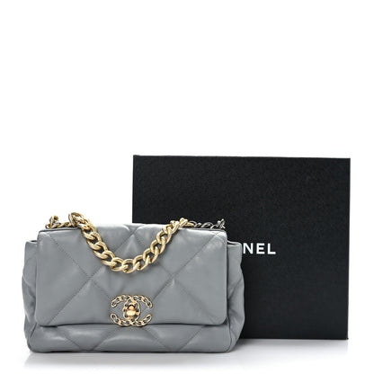 Chanel Goatskin Quilted Medium Chanel 19 Flap Grey 10 of 10