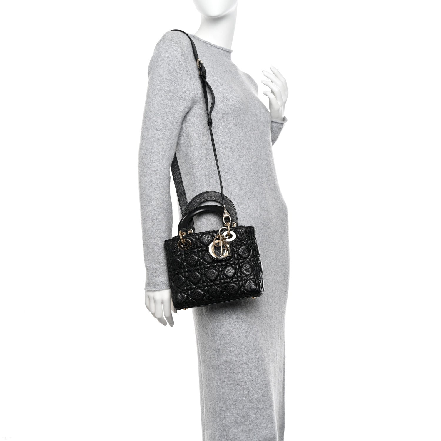 Christian Dior Grained Calfskin Cannage Small Lady Dior Black 2 of 10