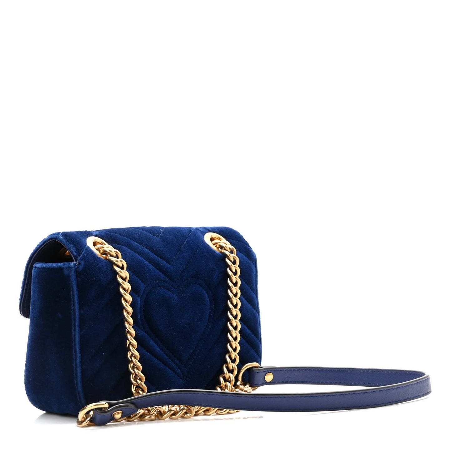 Velvet Matelasse Mini GG Marmont Shoulder Bag Cobalt Blue