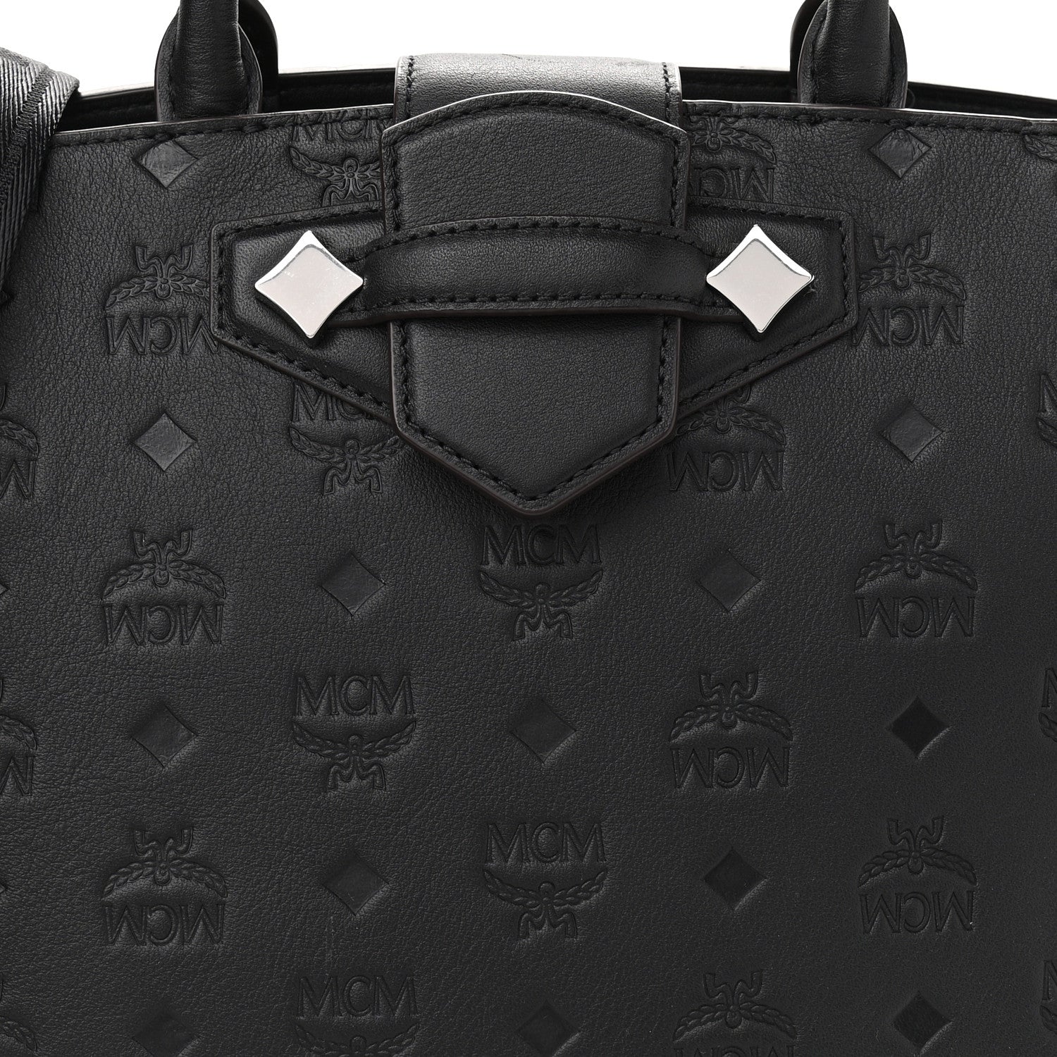 MCM Calfskin Ottomar Monogram Medium Essential Tote Black 7 of 14