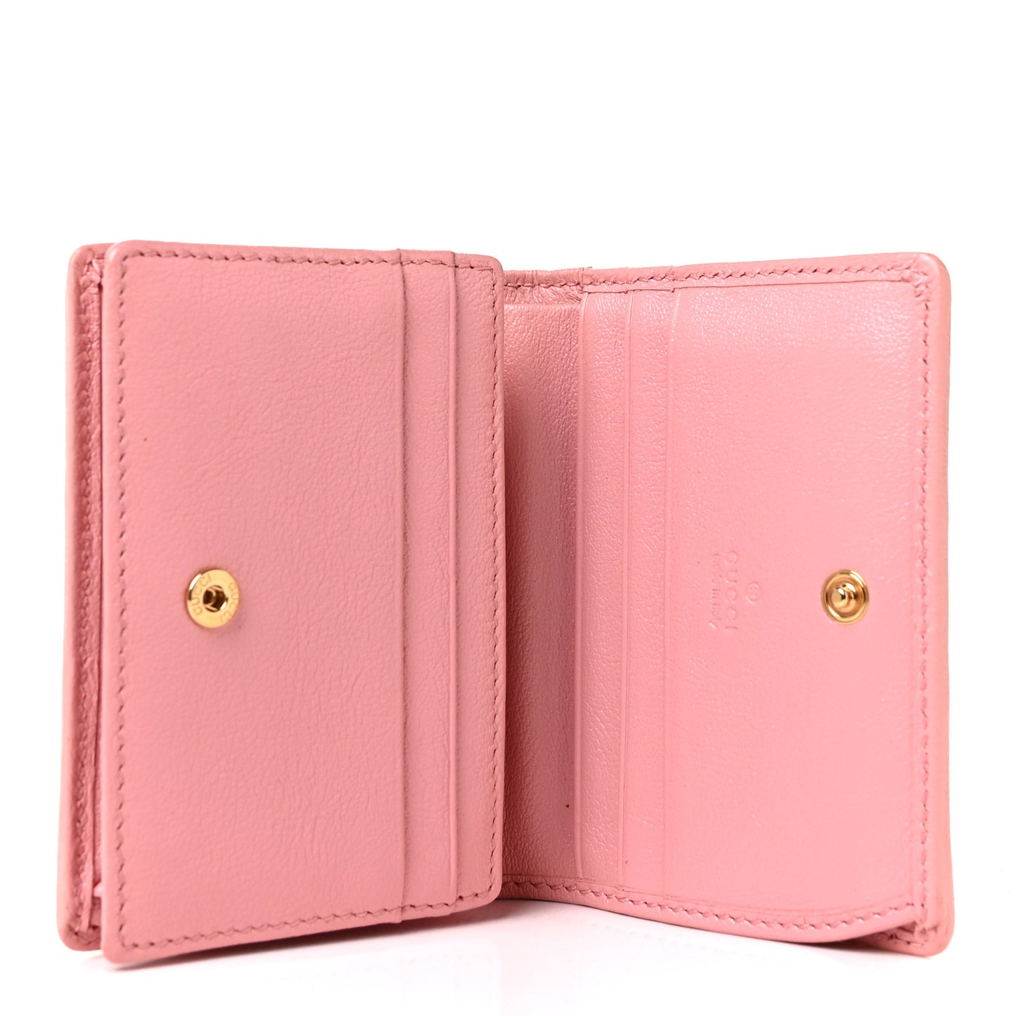 Azalea Calfskin Enamel Matelasse Diagonal Torchon GG Marmont Card Case New Cherry Red Wild Rose