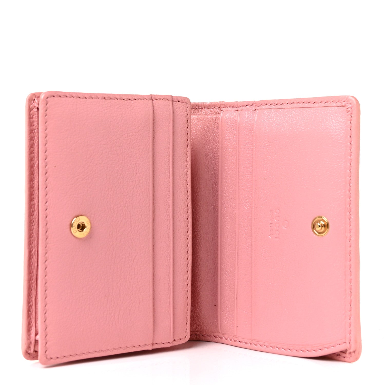 Gucci Azalea Calfskin Enamel Matelasse Diagonal Torchon GG Marmont Card Case New Cherry Red Wild Rose 5 of 9