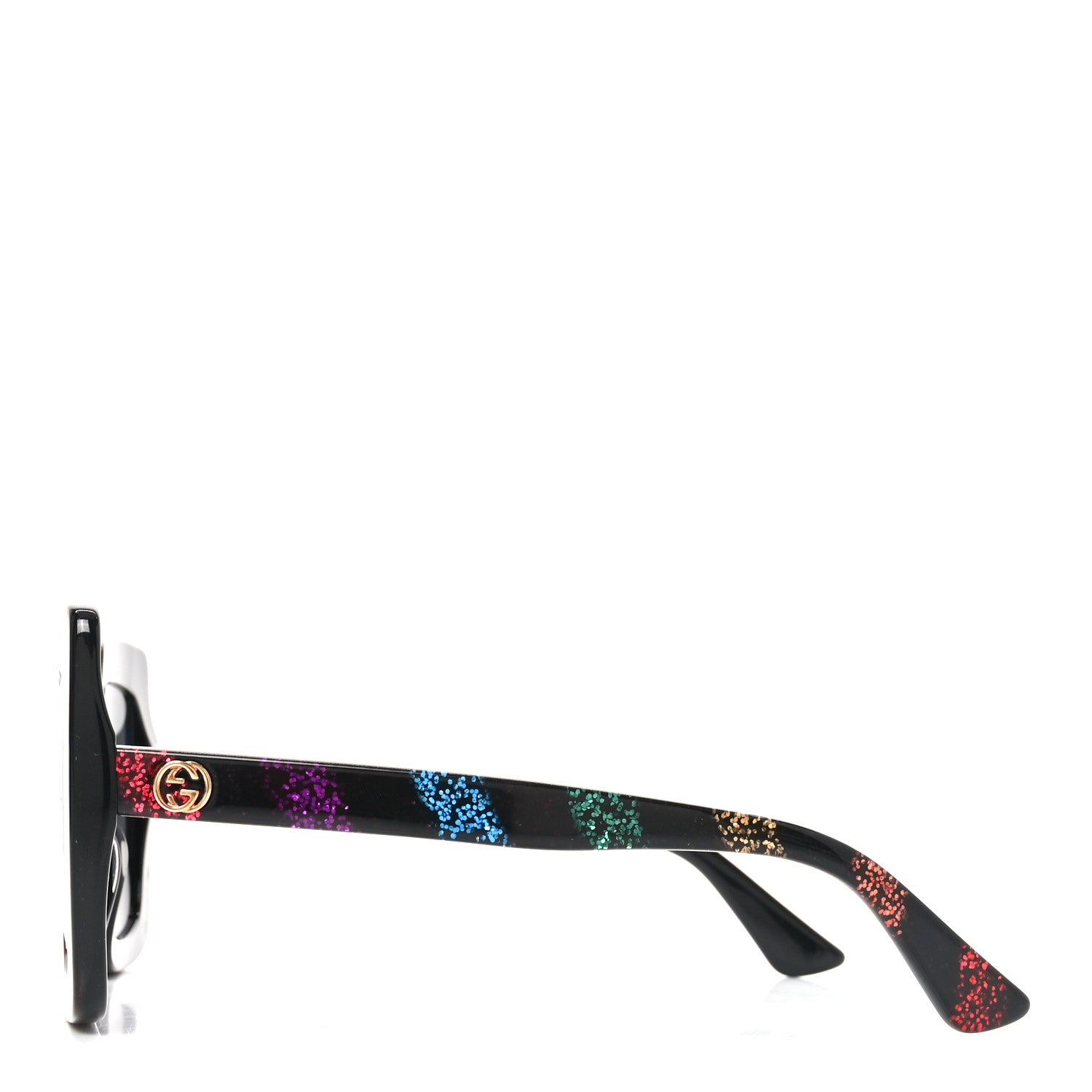 Gucci Acetate Oversize Stripe Sunglasses GG0328S Black Multi 3 of 8