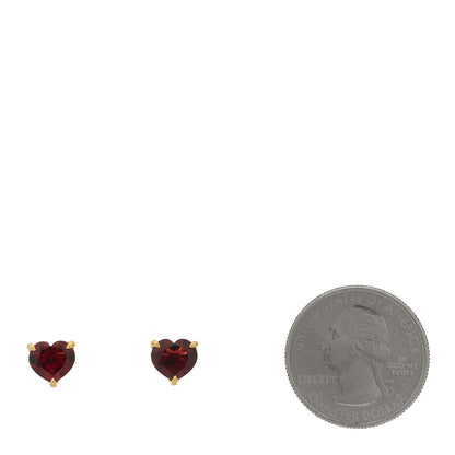 David Yurman 18K Yellow Gold Garnet Heart Stud Earrings 2 of 4