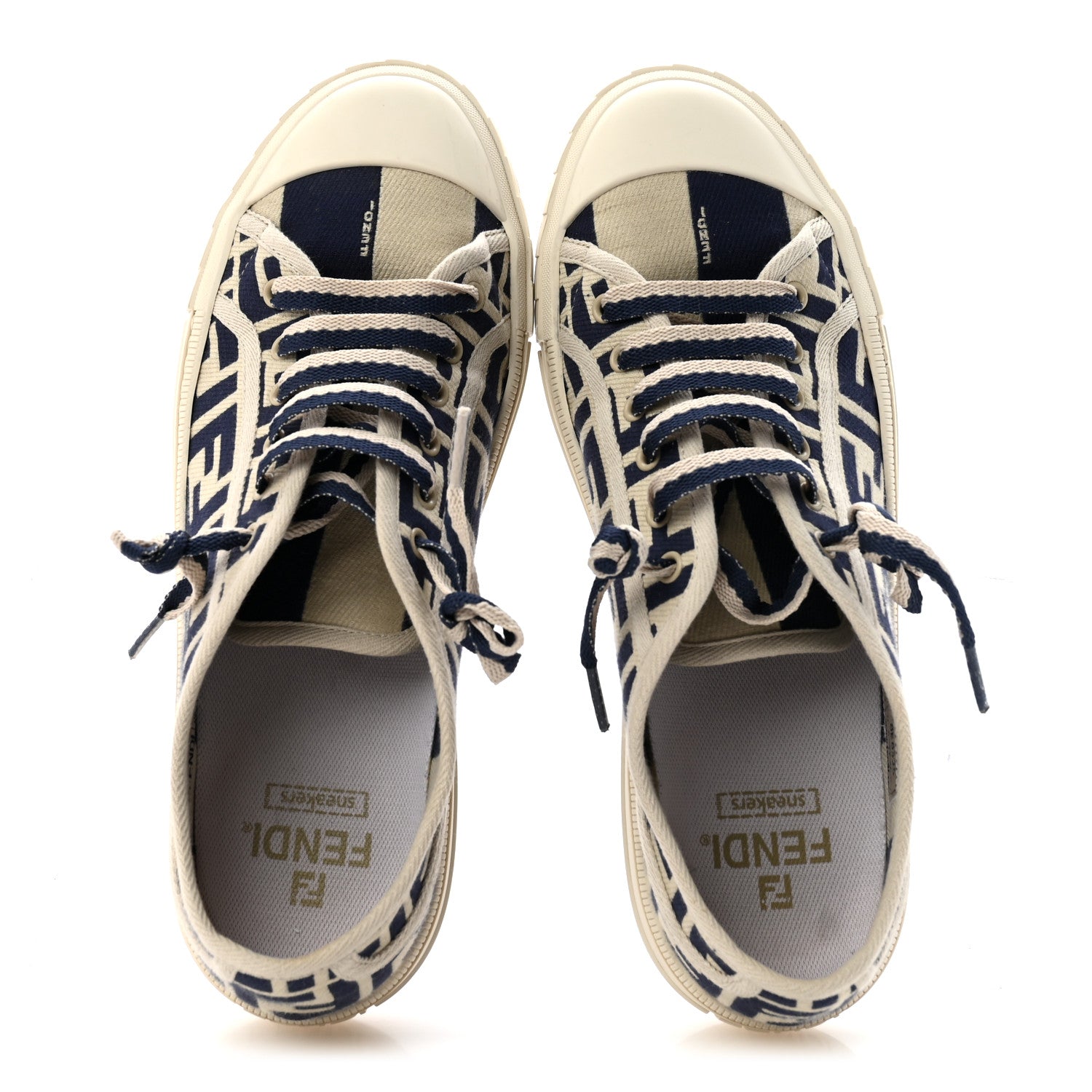 Fendi Woven Fabric FF Mens Domino Low Top Sneakers 41 Bei Midnight