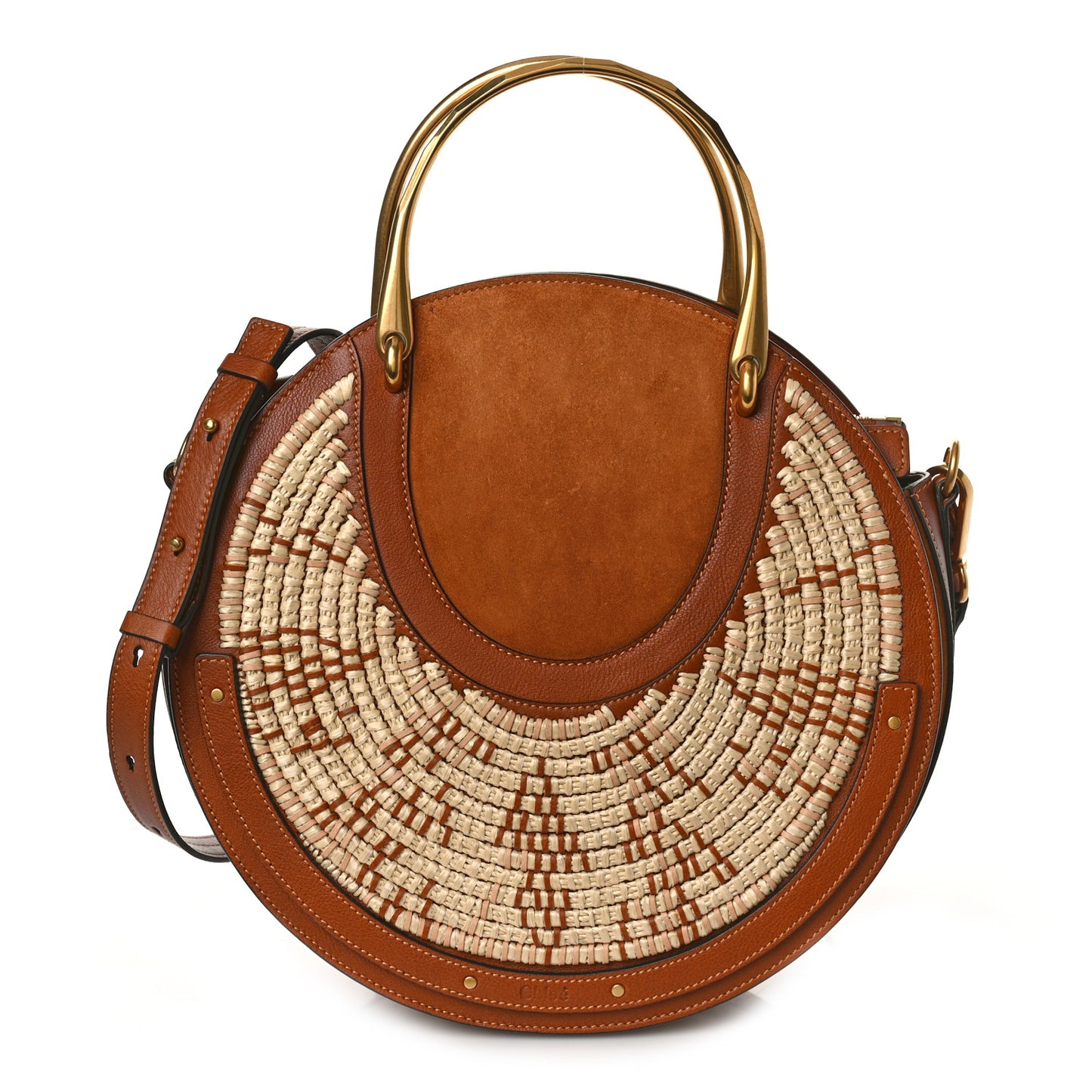 Calfskin Suede Raffia Medium Pixie Bag Caramel