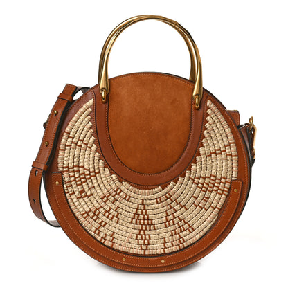 Chloe Calfskin Suede Raffia Medium Pixie Bag Caramel 1 of 9