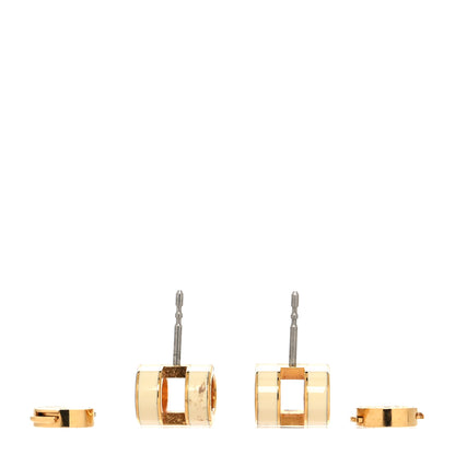 Hermes Gold Lacquered Mini Pop H Earrings White 3 of 5