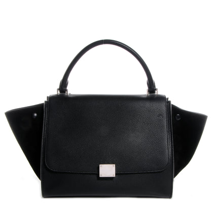 Celine Drummed Leather Suede Trapeze Small Luggage Black 1 of 8