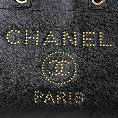 Chanel Caviar Small Studded Deauville Tote Black 10 of 12