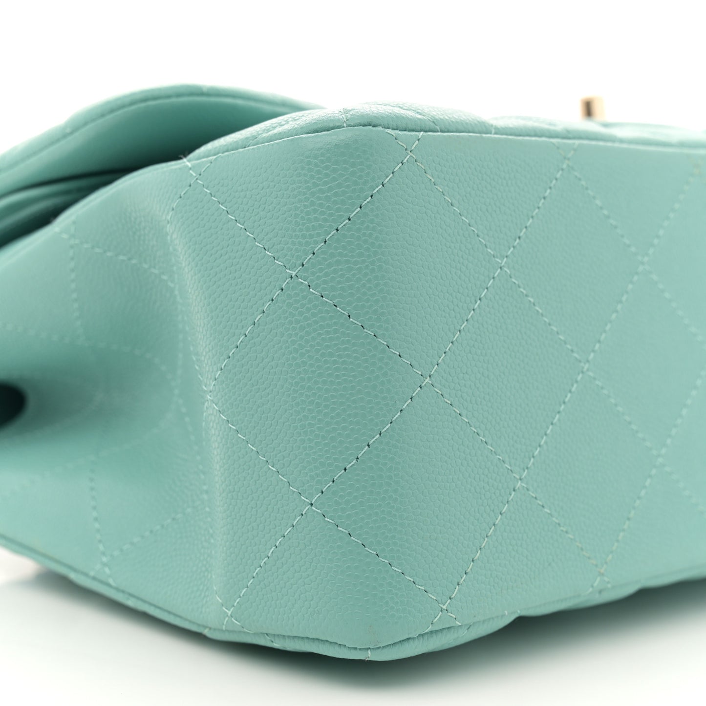 Caviar Quilted Jumbo Double Flap Light Green
