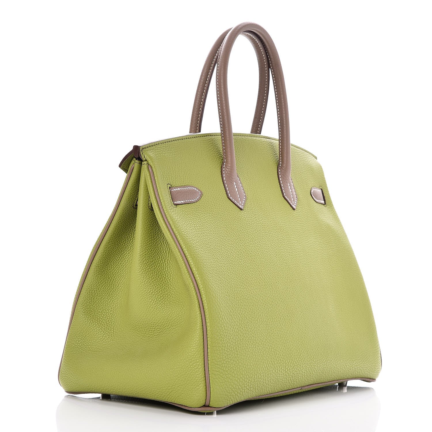 Hermes Togo Bi Color Horseshoe Birkin 35 Vert Anis Etoupe 3 of 35