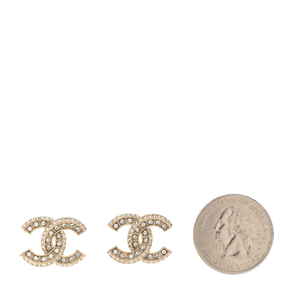 Chanel Crystal Timeless CC Earrings Light Gold 2 of 5
