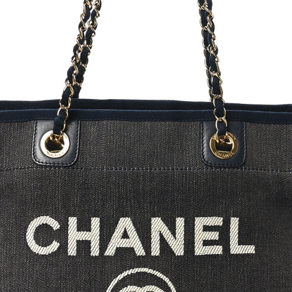 Chanel Lurex Canvas Small Deauville Tote Navy Blue Gold 8 of 11