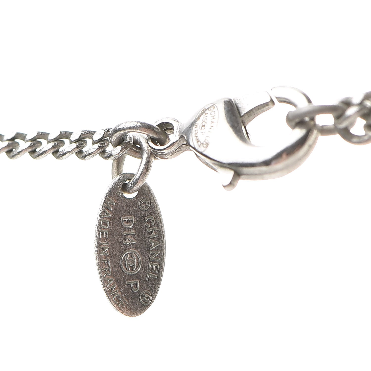 Chanel Baguette Crystal CC Necklace Silver 4 of 6