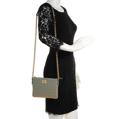 Fendi Metallic Zucchino Canvas Small Forever Crossbody Platinum Light Blue 2 of 8