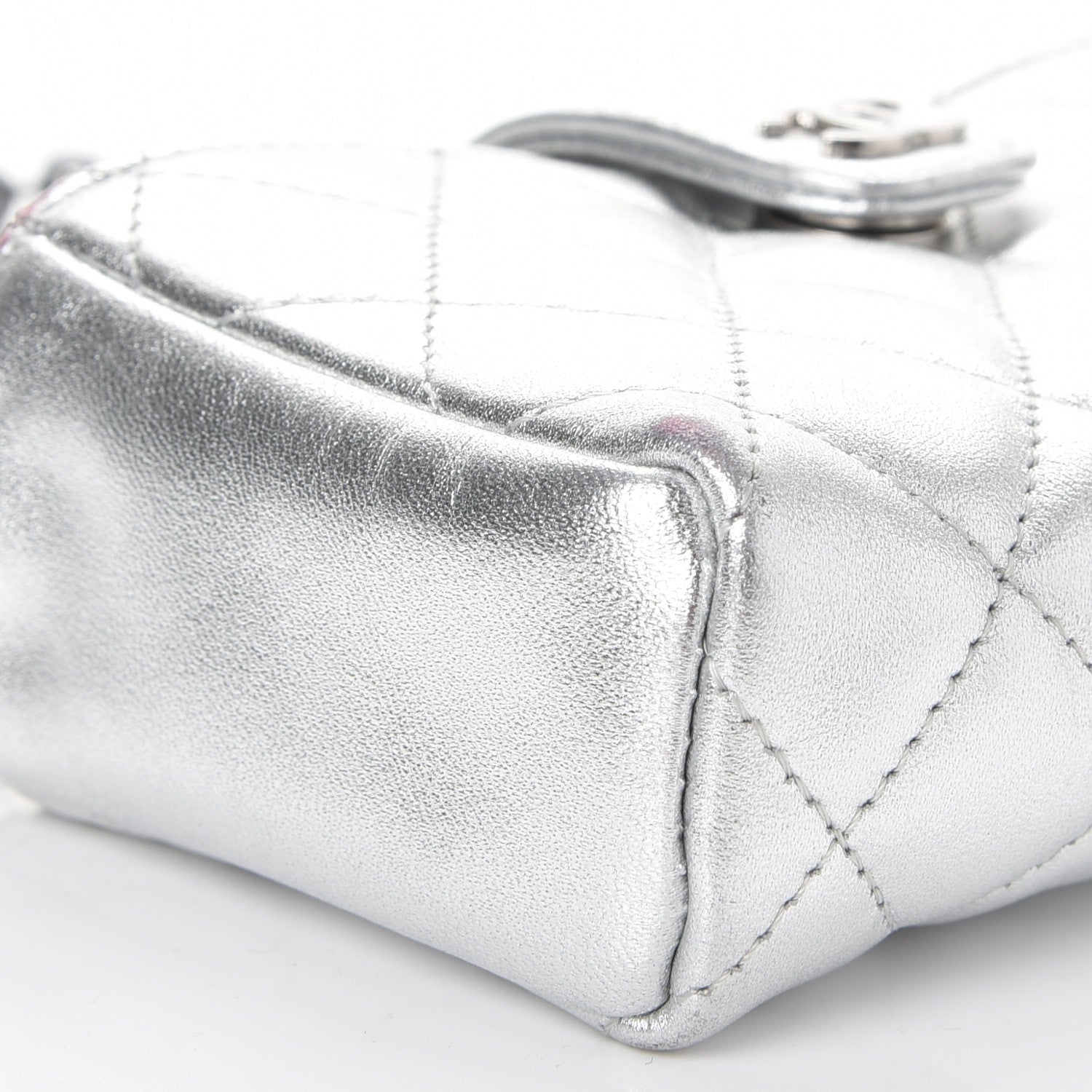 Chanel Metallic Lambskin Quilted Pearl Chain Mini Love Symbols Bag Silver 11 of 13
